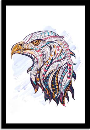 SantoshProcess Patterned eagle Painting with Frame for home decoration item Digital Reprint 18 inch x 12 inch Painting