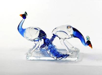 Tailos National Bird of India Peafowl A Peacock (Mor) is a symbol of Grace and Beauty Love Birds Colorful Peacock Pair Decorative Showpiece  -  11 cm