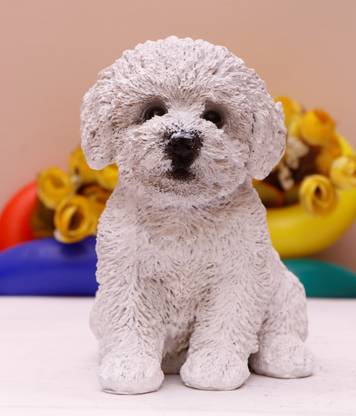 Luvcraft Cute Bichon Frise Showpiece for Living Room, Outdoor Garden and best for Gifts. Decorative Showpiece  -  15 cm