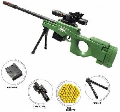 Trade Zone AWM Sniper Gun Toy with Laser Light Scope - Length 30 Inch / 76 Cm, Big Size BB Bullet Toy Gun for Kids + 100 Plastic BB Bullet Weapon Sets & Accessories Guns & Darts