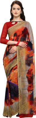 AHIKA Dyed Daily Wear Georgette Saree with Unstitched Blouse