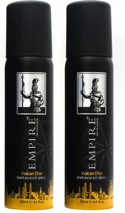 EMPIRE DE FRANCE (VOLCAN D'OR + VOLCAN D'OR) - 130 ML EACH Perfume Body Spray  -  For Men & Women