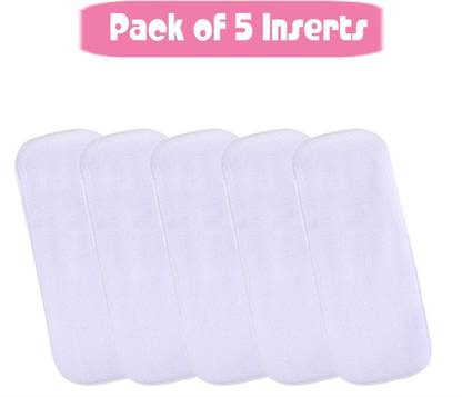 GRAYSEE High Quality 4 Layer White Cotton Microfiber Insert Liner Reusable Washable Cotton Diaper Nappy Inserts for Baby Cloth Diapers, 4 Layer White Inserts Liners Natures Cloth Diaper Liner - S - M