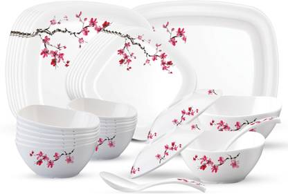 MILTON Pack of 31 Melamin Square Round Melamine Dinner Set
