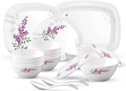 MILTON Pack of 31 Melamin Square Round Melamine Dinner Set