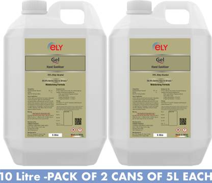 Ely Gel Hand Sanitiser 10L (Pack of 5Lx2) Can Hand Sanitizer Can