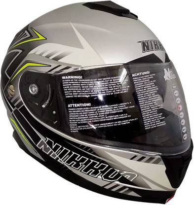 NIKKO N-902 SILVER BLACK ADVENTURE-GLOSSY-LARGE-MODULAR HELMET Motorbike Helmet