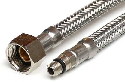 SCW 24 Inch Stainless Steel Grip Heavy Brass Nut (HOT & COLD) Mixer Connection Pipe Basing Mixer Tap Legg Hose Pipe