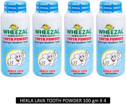 WHEEZAL HEKLA LAVA TOOTH POWDER WITH CALENDULA 100 gm BOTTLE - (PACK OF 4)