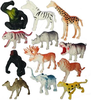 Toyify Pack of 12 Very Small Size Basic Wild Animal with Normal Base Quality toy Playing Set For kids |Use For Kids Project Work | Cake Toppings | Return Gifts | Lower Quality Animals | Tiny Very Small Size Animals Set [12 Combo Offer]