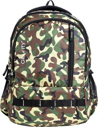 GRAVITY Army Look 18 inch School Backpack Bag for Kids, Boys & Girls, Age 4 Years and above, Water repellent Waterproof Backpack