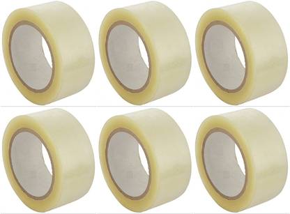 Evident International Bopp Transparent Adhesive BOPP Tape 2'' inch Width x 65 Meter Length Roll - Packing Tape ( Combo of 6 Rolls ) Transparent (Manual)