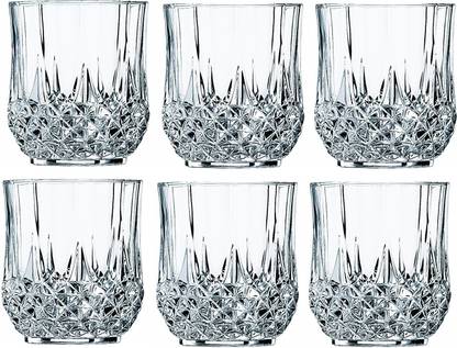 KITCHENQUEEN (Pack of 6) 1 350ml diamond glass 6 Glass Set Whisky Glass