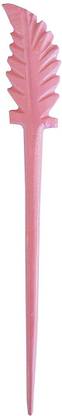 salvusappsolutions Marble Made Curve Leaf Hair Stick for women Pink Color Size 15 x 1.3 cm Bun Stick