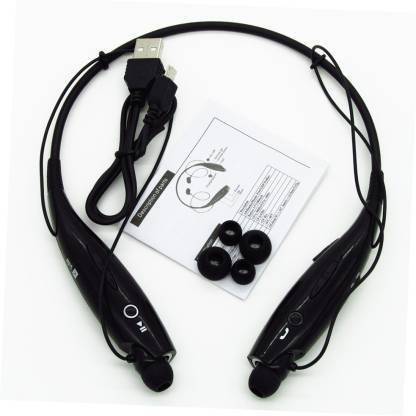 Wanzhow HBS-730 Bluetooth Headset with Memory Flex Neckband (BLACK) Bluetooth