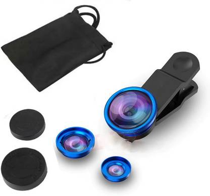 UPROKT 3 in 1 Mobile Cell Phone Camera Lens Kit 180 Degree | Fisheye Lens + 0.67X Wide Angle + 10X Macro Lens| With Lens Clip Holders Compatible With All Android Mobile Phone Lens Mobile Phone Lens