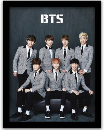 BTS Bangtan Boys Wall Frame | BTS BAND MEMBERS Wall Poster With Glass Frame Paper Print