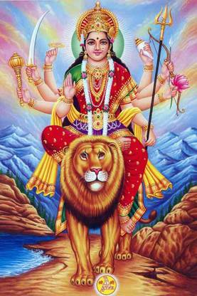 Goddess Durga | Ambe | Sherawali Maa Waterproof Vinyl Poster || can1712-1 Fine Art Print