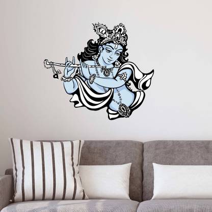 Asian Paints 52 cm Lord krishna with Flute Vinyl Wall Sicker Removable Sticker