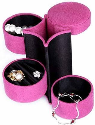 Perolike 3 in 1 Mini Three Layers Round Jewelry Cosmetic Box Jewellery, Makeup, Multi Purpose Vanity Box