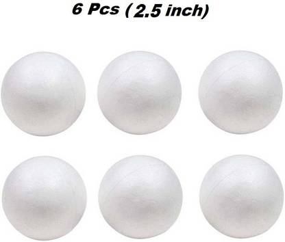 BVM GROUP 2.5inch ,6 Pcs Medium Size Thermocol Balls for Decorations, School Projects, DIY Crafts