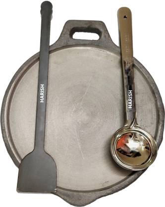 HARISH PURE CAST IRON MADE - DOSA / ROTI TAWA - 12 INCH / 3KG / 6 MM THICK WITH SET OF DOSA ESSENTIALS - Induction Bottom Cookware Set