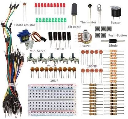 Hindu Guru Goyal Sidekick Basic Starter Kit w/Breadboard, Jumper wires, Color Led, Resistors, Buzzer For Arduino UNO R3 Mega2560 Mega328 Nano Electronic Components Electronic Hobby Kit