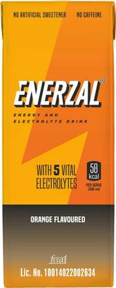 Enerzal Energy Drink Orange Flavour Liquid 200ml (Pack of 6) Energy Drink