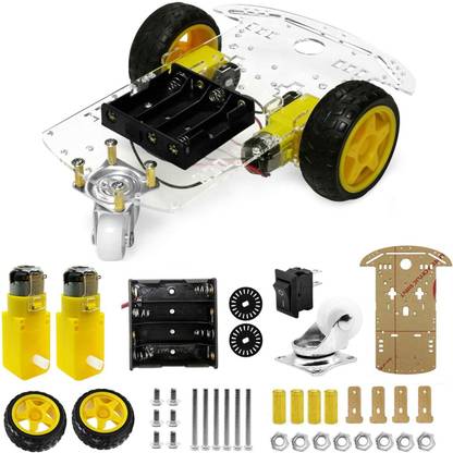 Aktronics DIY Robot Smart Car Chassis Kit with Speed Encoder, 2 Wheels and Battery Box (2 Wheels) Educational Electronic Hobby Kit