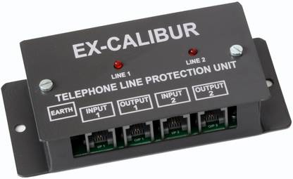 Excalibur 2 PORT - EX-CALIBUR TELEPHONE LINE SURGE PROTECTION UNIT WITH LED INDICATION 4  Socket Extension Boards