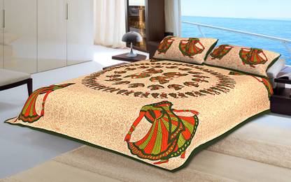 Lokesh Creashan 600 TC Cotton King Printed Flat Bedsheet