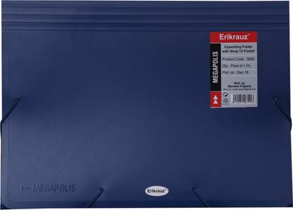ERIKRAUZ PREMIUM EXPANDING FOLDER 12 POCKET WITH STRAP CLOSURE Xpending Folder