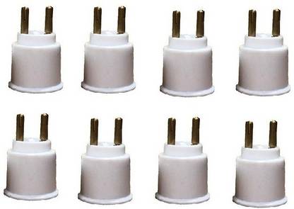 SEASPIRIT Light Bulb Adapter 2 pin to E27 Adapter aluminium base socket set (pack of 8) Plastic Light Socket