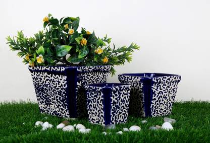 Justoriginals Casket Shape Small Size Flower pot with RD Print (Color : Navy Blue) Plant Container Set