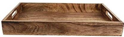 King Creation Wood Handmade & Handcrafted Wooden Serving Tray 15 X 10 X 4 INCH Multipurpose Wooden Tray/Serving Trays/Home Decor/Gift Items Handcrafted Tray (Tray) Tray