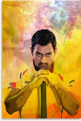 Indian captain MS Dhoni Abstract Digital Printing collection Design Awesome Inspirational Motivational & Quirky Painting Art Wall Poster, Posters Frame Not Included, (12 inch X 18 inch Rolled) Fine Art Print