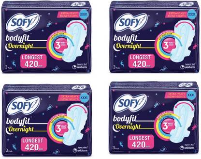 SOFY C Bodyfit Overnight Xxxl 3+3+3+3 Sanitary Pad (pack Of 4) Sanitary Pad