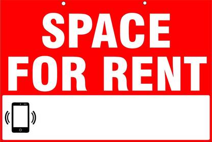 Signkart 35.56 cm Space for Rent Board Size 18 X 12 inch in 3 mm Foam Board with Holes - high Quality UV Printed Vinyl Self Adhesive Sticker