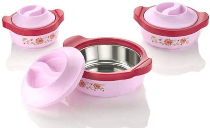 STEEL KING Casserole/ Box/chapati Container/hot case in Stainless Steel Pack of 3 Thermoware Casserole Set Hot Pot Insulated Casserole/Food Warmer Pack of 3 Thermoware Casserole Set