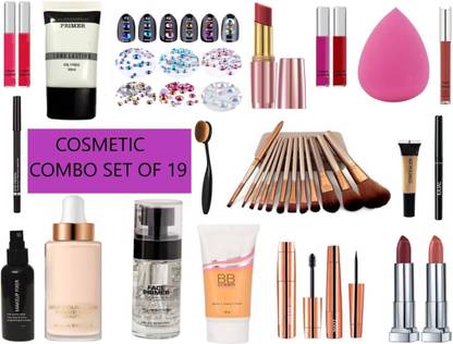 AJDP nail art combo kit with all makeup products daily usable light makeup