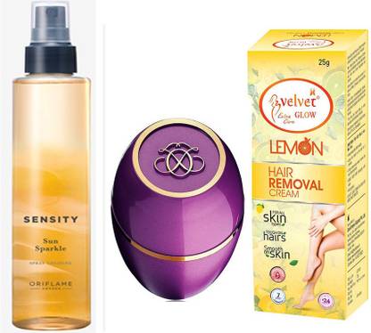 Oriflame Sweden WOMEN'S FRAGRANCE Sun Sparkle Spray Cologne-200ml With tender care & velvet hair removal cream 25g