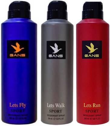 GANS LETS WALK+ LETS RUN + LETS FLY DEODRANT {44452} Deodorant Spray  -  For Men