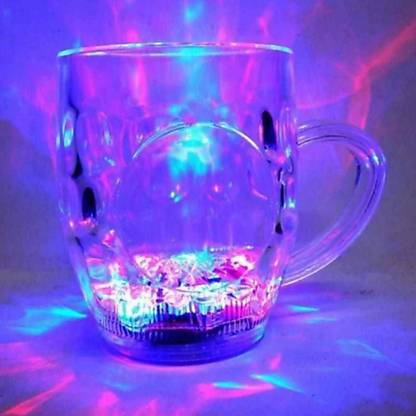 स्टारडम स्टाइल Led Glass Cup Inductive Rainbow Color Changing Flashing Light Up Plastic (250 ml) (PACK OF 2) प्लास्टिक मग