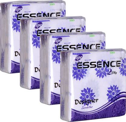 ESSENCE Tissue Paper Napkins 2 Ply Designs Printed Party Napkins Purple - 50 Serviettes (Pack of 4) Purple Paper Napkins
