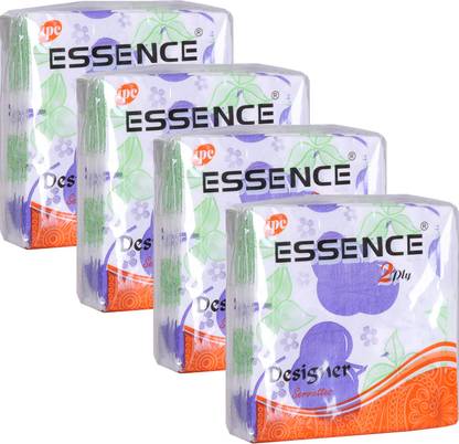 ESSENCE Tissue Paper Napkins 2 Ply Designs Printed Party Napkins Orange - 50 Serviettes (Pack of 4) Orange Paper Napkins