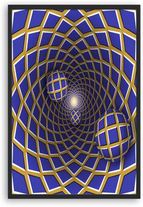 SantoshProcess Optical illusion Wall art with frame Home, office wall decor items Digital Reprint 18 inch x 12 inch Painting