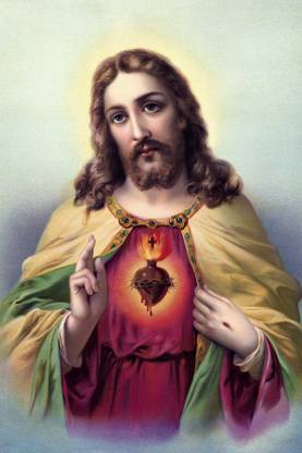 Elegance Sacred Heart Of Jesus Christ painting Digital Reprint 24 inch x 16 inch Painting