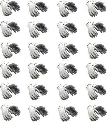 STYLERA Superior quality (24 pair) anti cut safety hand gloves pvc coated gray white Nylon  Safety Gloves