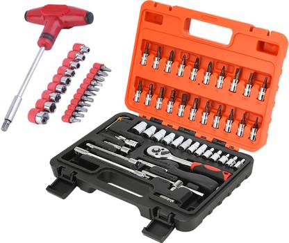 Digital Craft 46 items Tool kit Tools Hand Tool Kit Auto repair Tool Hand tool Car tool kit Auto Tool Bicycle Repair Tool Kit With 24Pc T-Bar Socket Set Socket Set