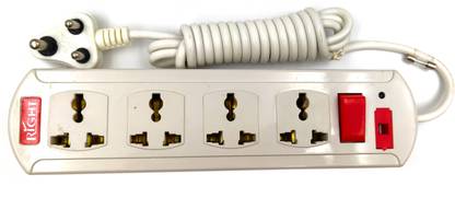 Rising High Extension Board, 4+1 Sleek Multi Plug Points Universal Sockets With Individual Switch Strip, LED Indicator (White) 4  Socket Extension Boards